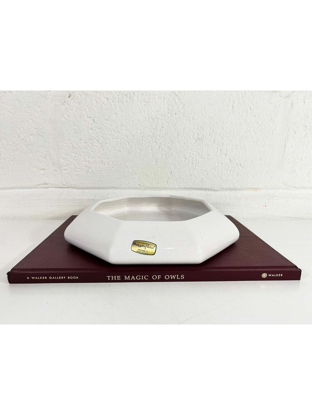 White Shallow Bowl Haeger Pottery Ceramic Art Deco Revival #8851 Octagon 1980s